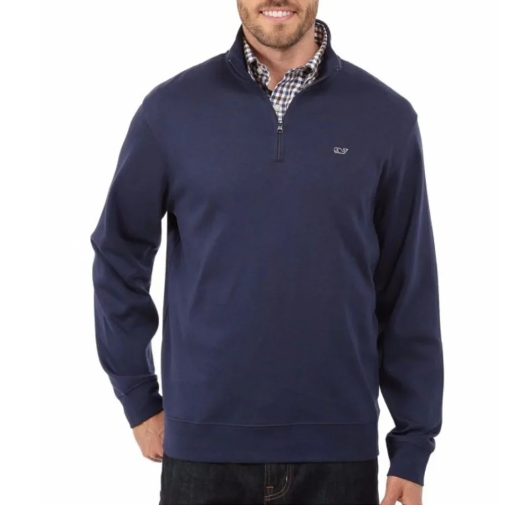 Vineyard Vines Quarter Zip Pullover Sweater Navy Blue